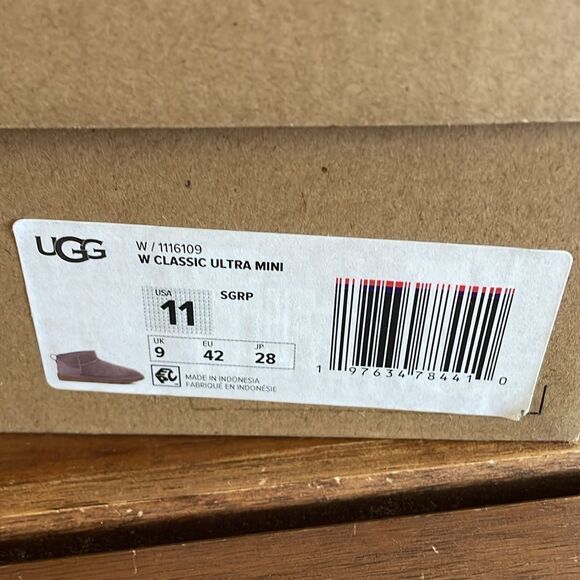 UGG Classic Ultra Mini Booties Sugarplum USA Women Size 11/UK 9/EU 42 - Picture 11 of 13